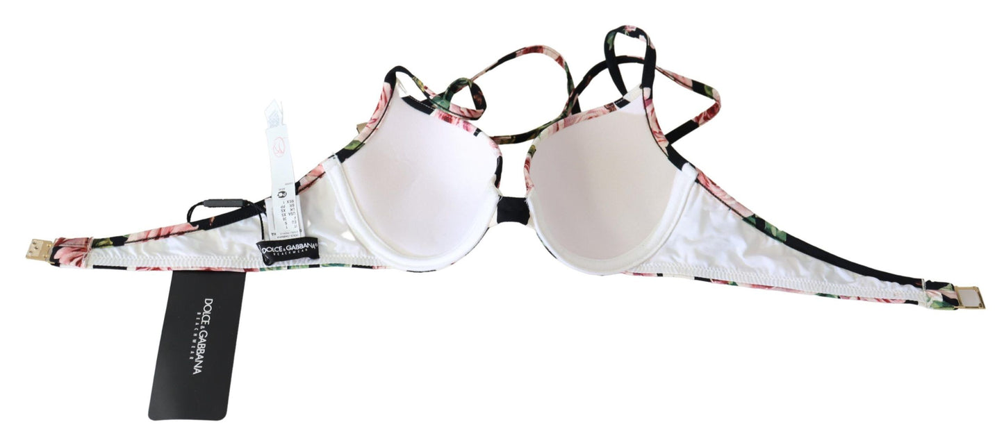Elegante top de bikini con estampado de rosas