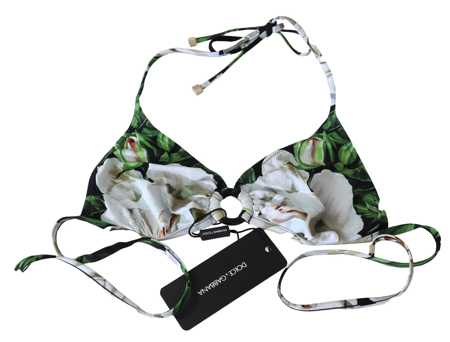 Top de bikini con estampado floral y cierre de logotipo