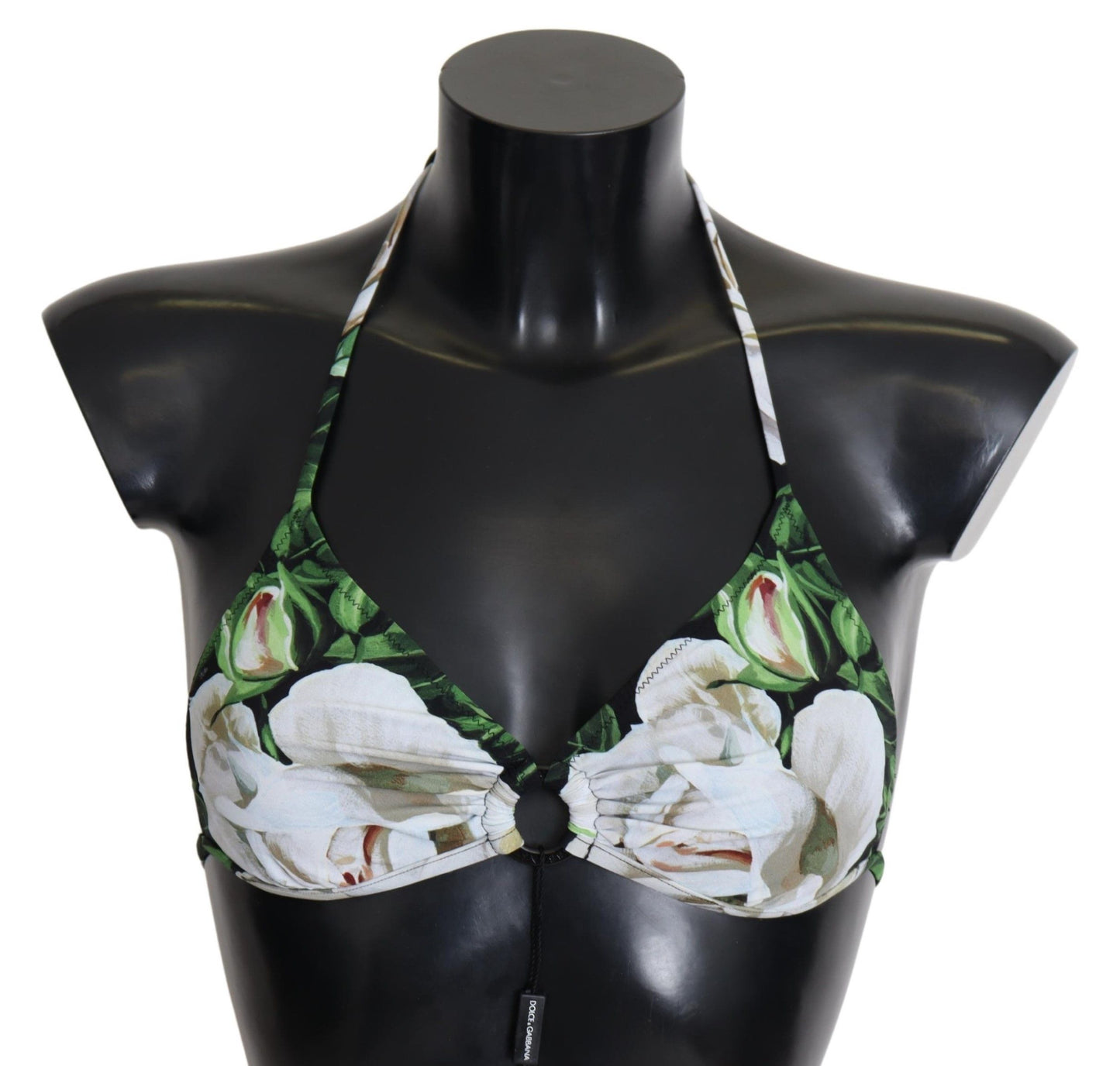 Top de bikini con estampado floral y cierre de logotipo
