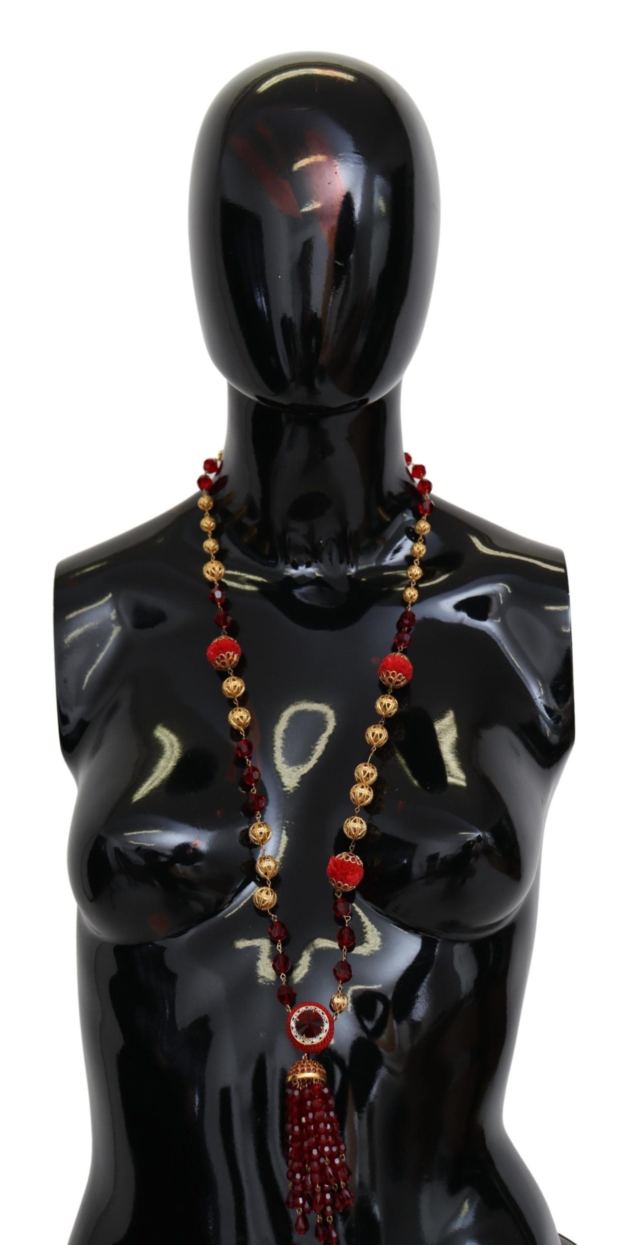 Elegante collar de cristal rojo bañado en oro