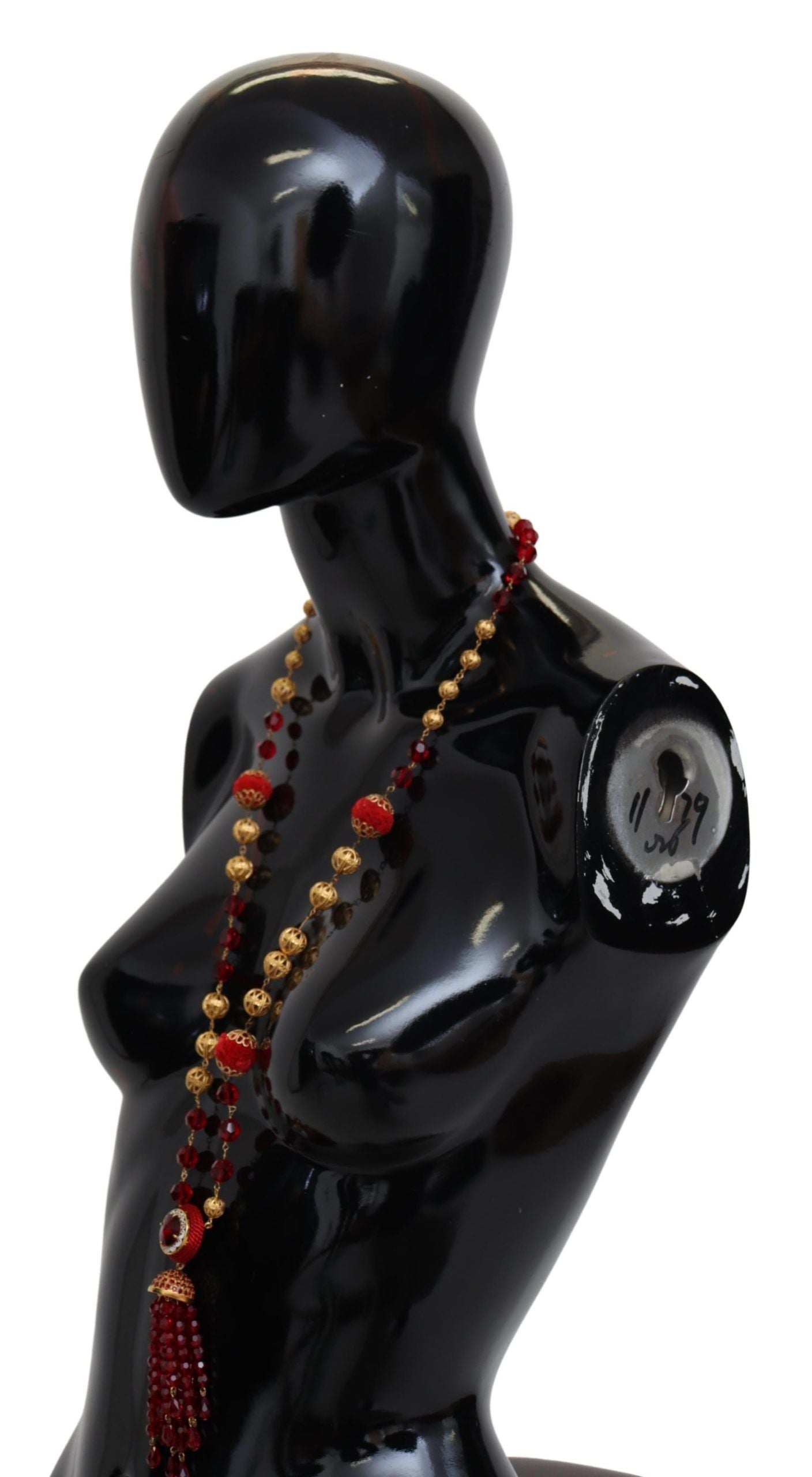 Elegante collar de cristal rojo bañado en oro