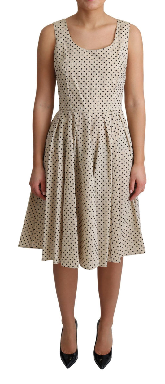 Elegante vestido de lunares sin mangas de corte A
