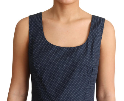 Elegante vestido azul de lunares de corte A