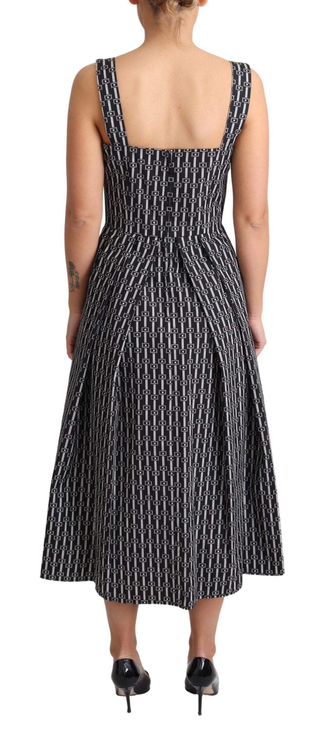 Elegante vestido geométrico sin mangas de corte A