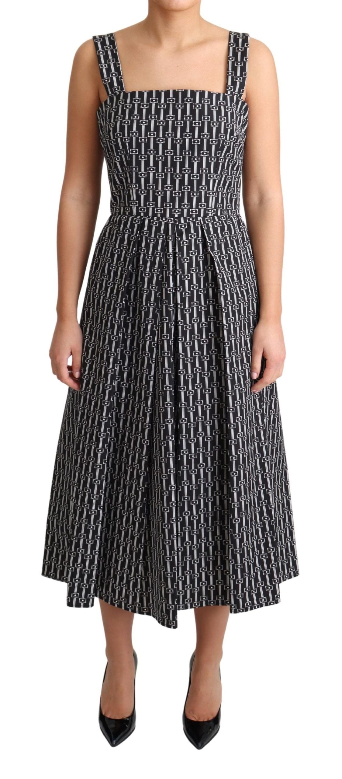 Elegante vestido geométrico sin mangas de corte A