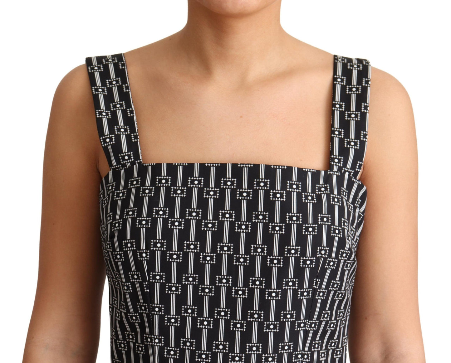 Elegante vestido geométrico sin mangas de corte A
