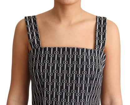 Elegante vestido geométrico sin mangas de corte A