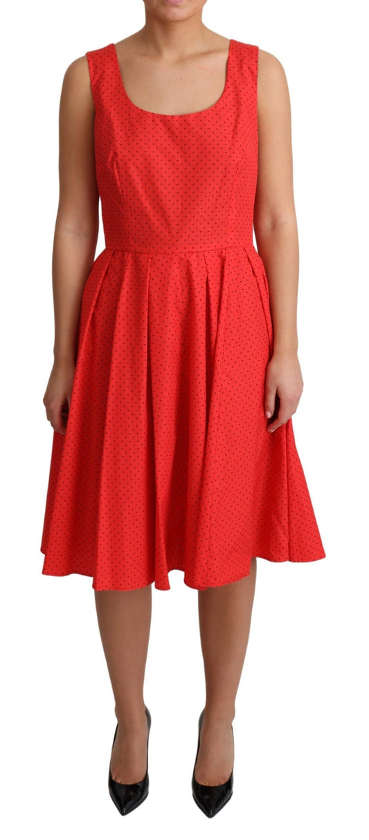 Elegante vestido sin mangas de lunares en forma de A