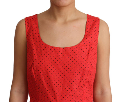 Elegante vestido sin mangas de lunares en forma de A