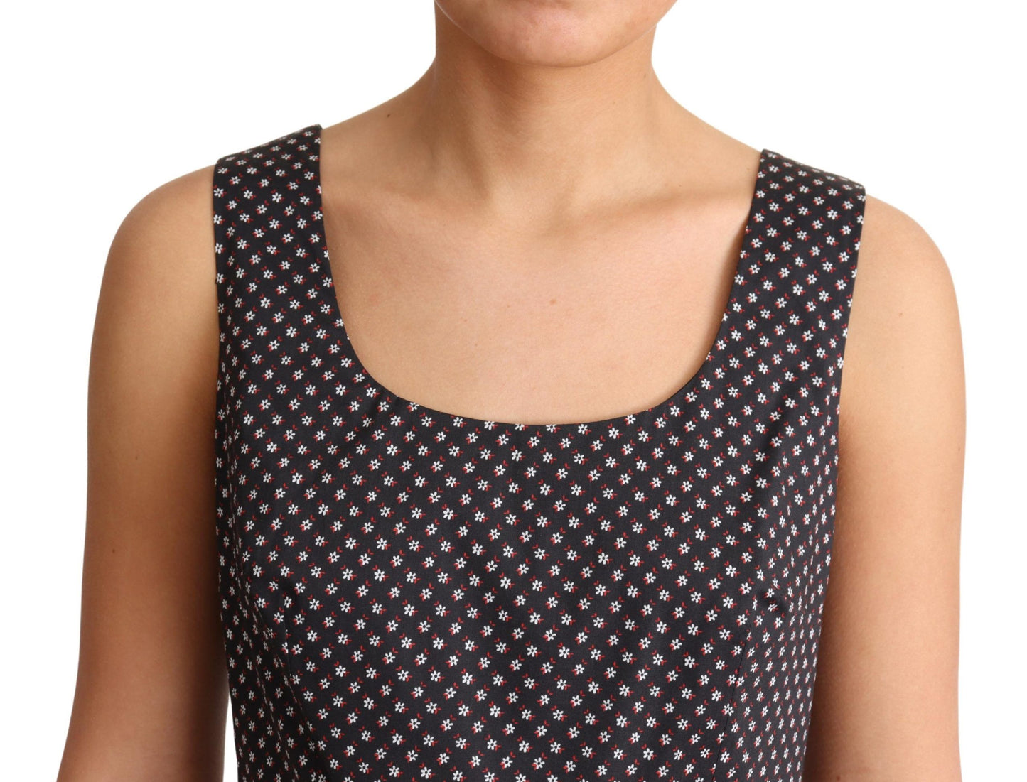 Elegante vestido floral sin mangas en forma de A