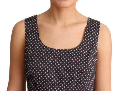 Elegante vestido floral sin mangas en forma de A