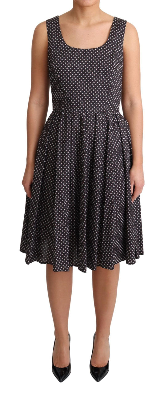 Elegante vestido floral sin mangas en forma de A