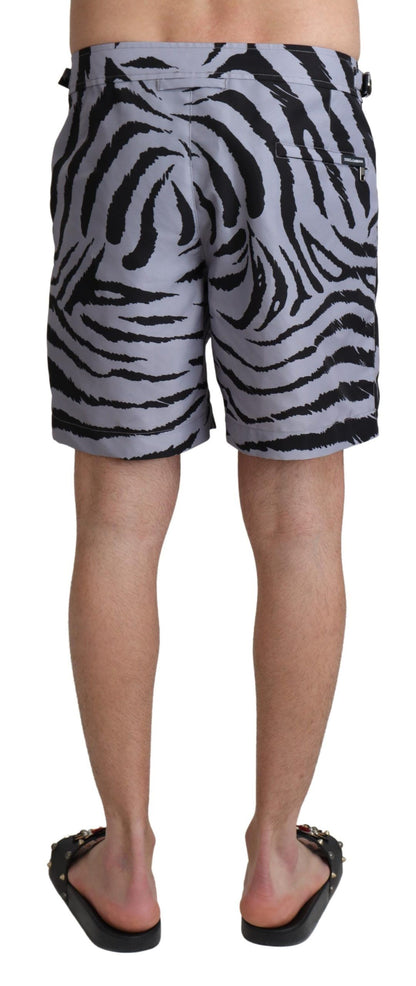 Elegante bañador con estampado de cebra gris