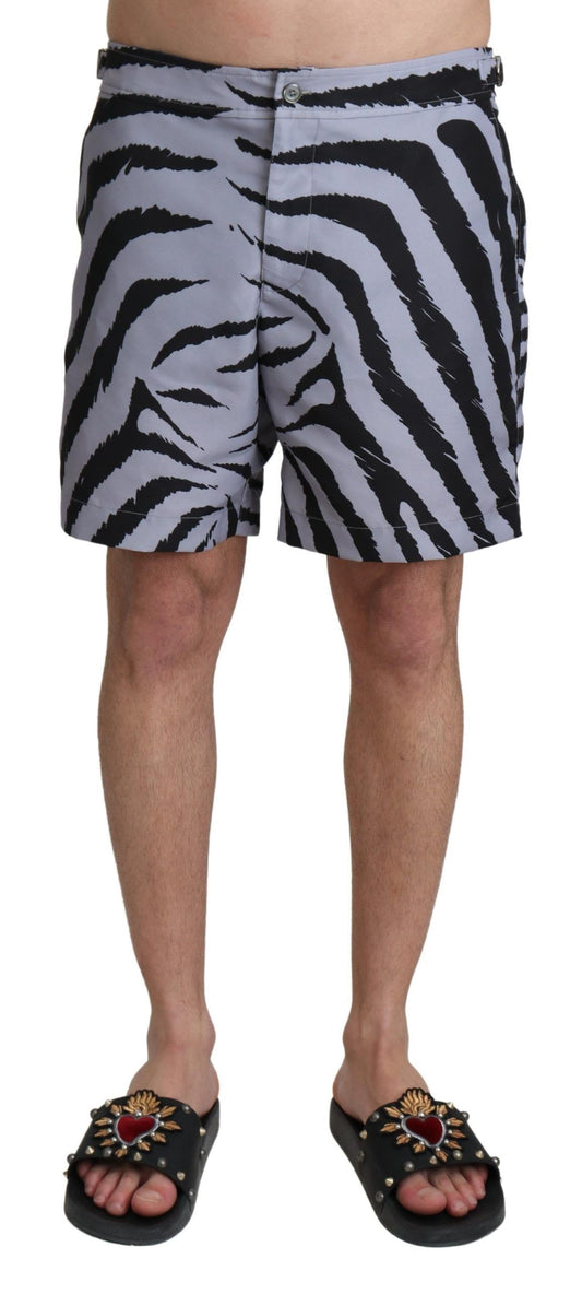 Elegante bañador con estampado de cebra gris