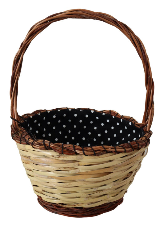 Elegante bolso tote de mimbre beige
