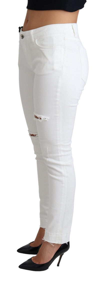 Vaqueros blancos elegantes de diseño con cintura media