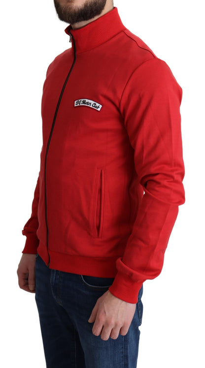 Suéter tipo cárdigan con cuello alto y cremallera en color rojo elegante