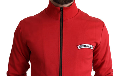 Suéter tipo cárdigan con cuello alto y cremallera en color rojo elegante