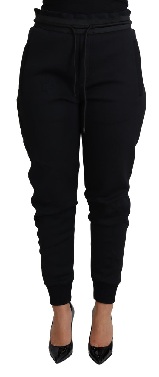 Elegante pantalón jogger negro con logotipo icónico