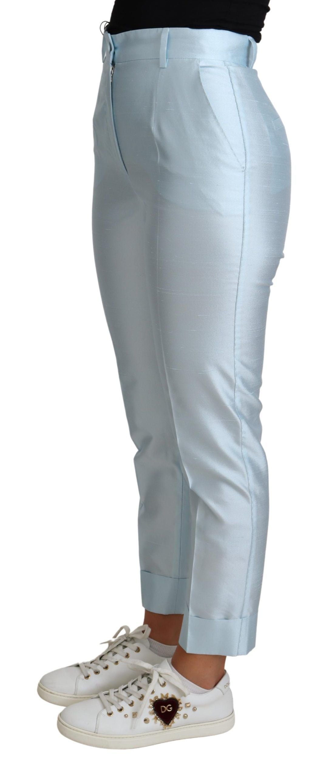 Pantalones elegantes de seda de cintura alta