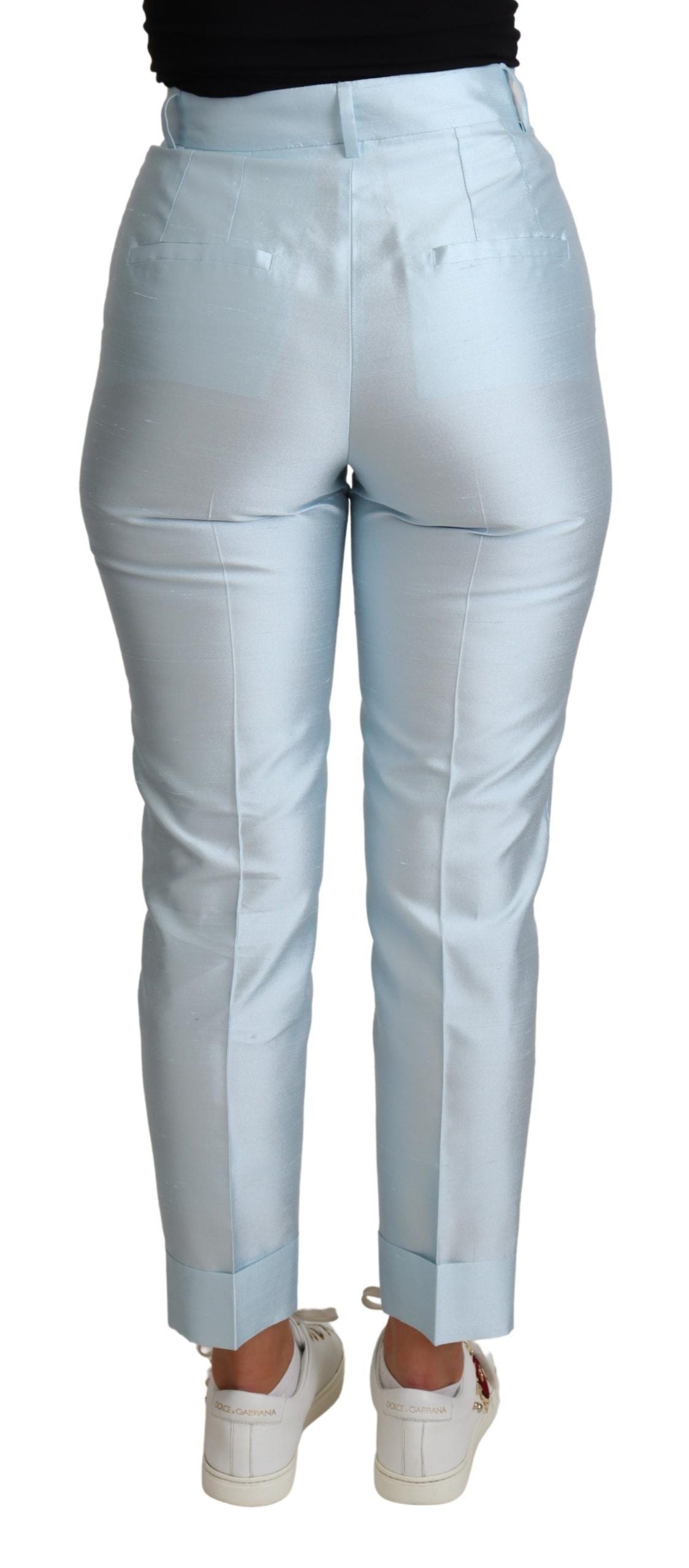 Pantalones elegantes de seda de cintura alta