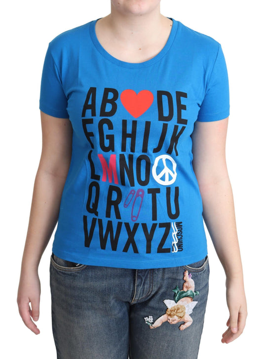 Camiseta de algodón con el alfabeto en azul