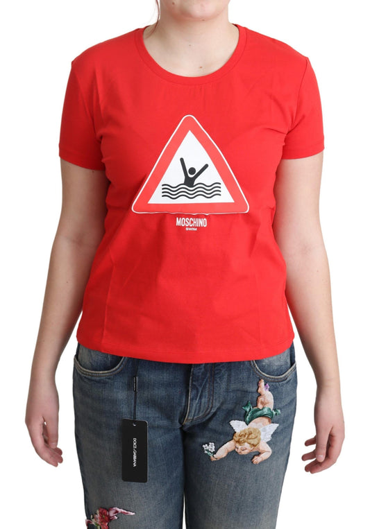 Camiseta de algodón con gráfico rojo chic
