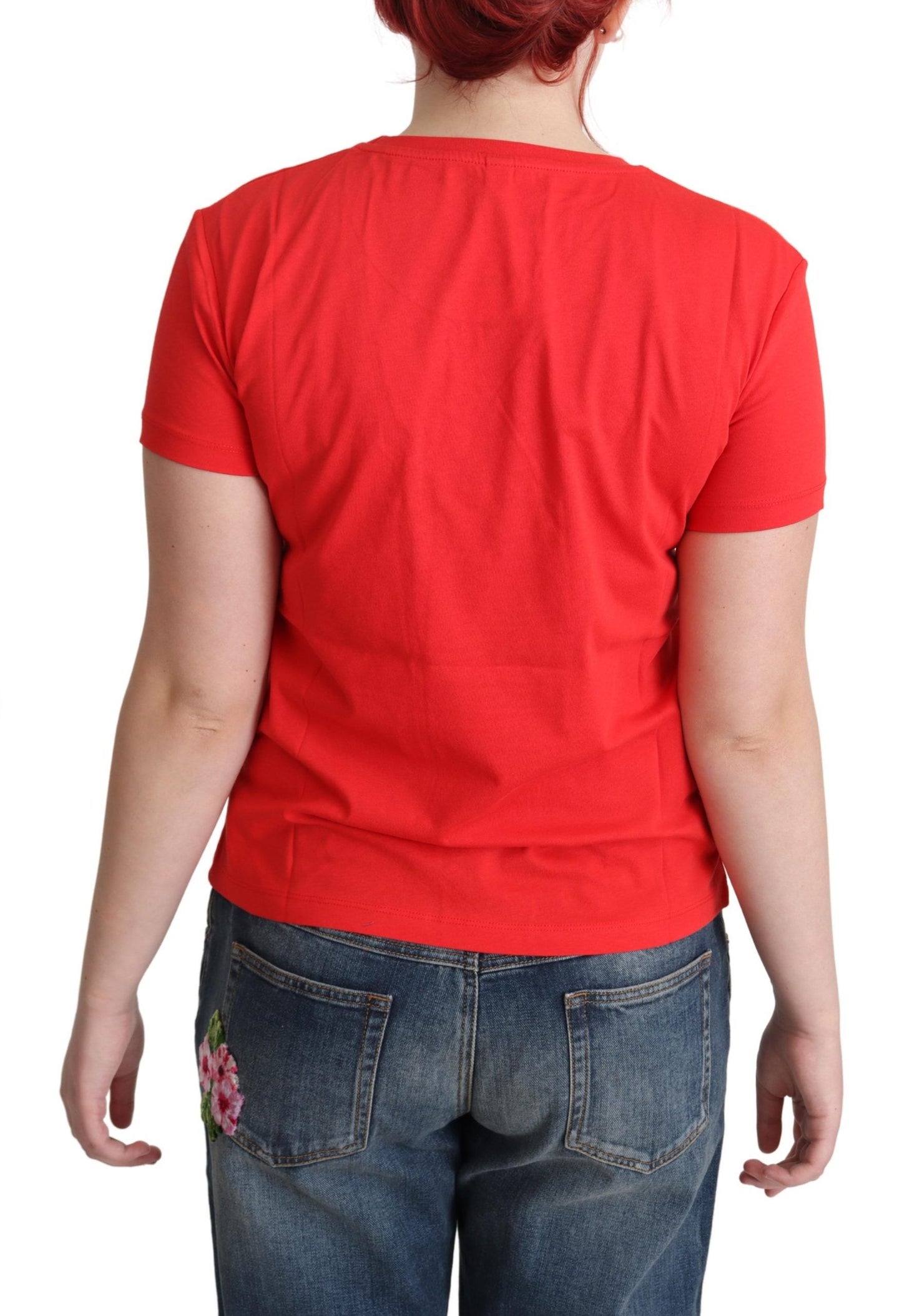 Camiseta de algodón con gráfico rojo chic