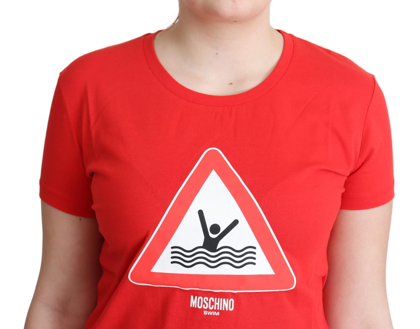 Camiseta de algodón con gráfico rojo chic