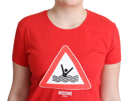Camiseta de algodón con gráfico rojo chic