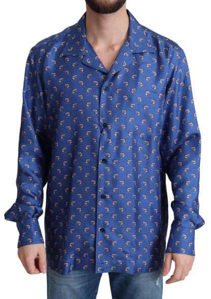 Camisa informal con estampado de silla de playa de seda