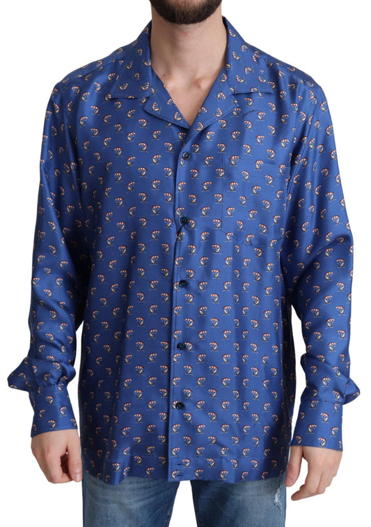 Camisa informal con estampado de silla de playa de seda