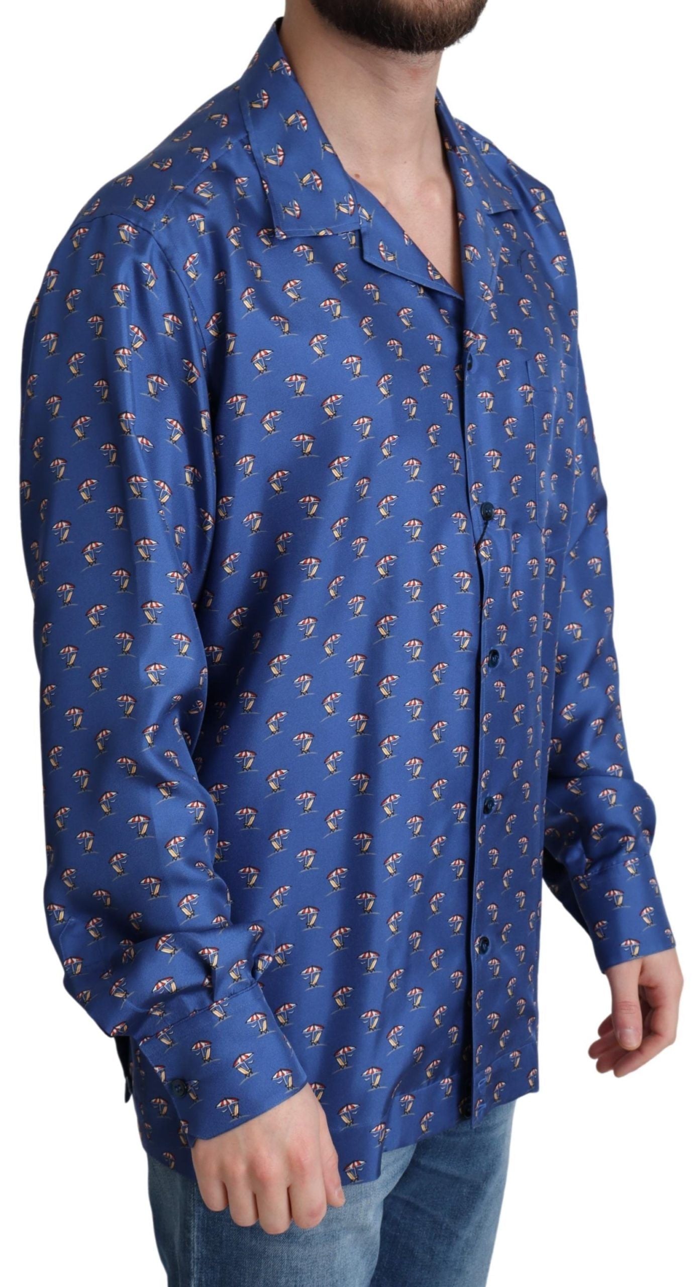 Camisa informal con estampado de silla de playa de seda