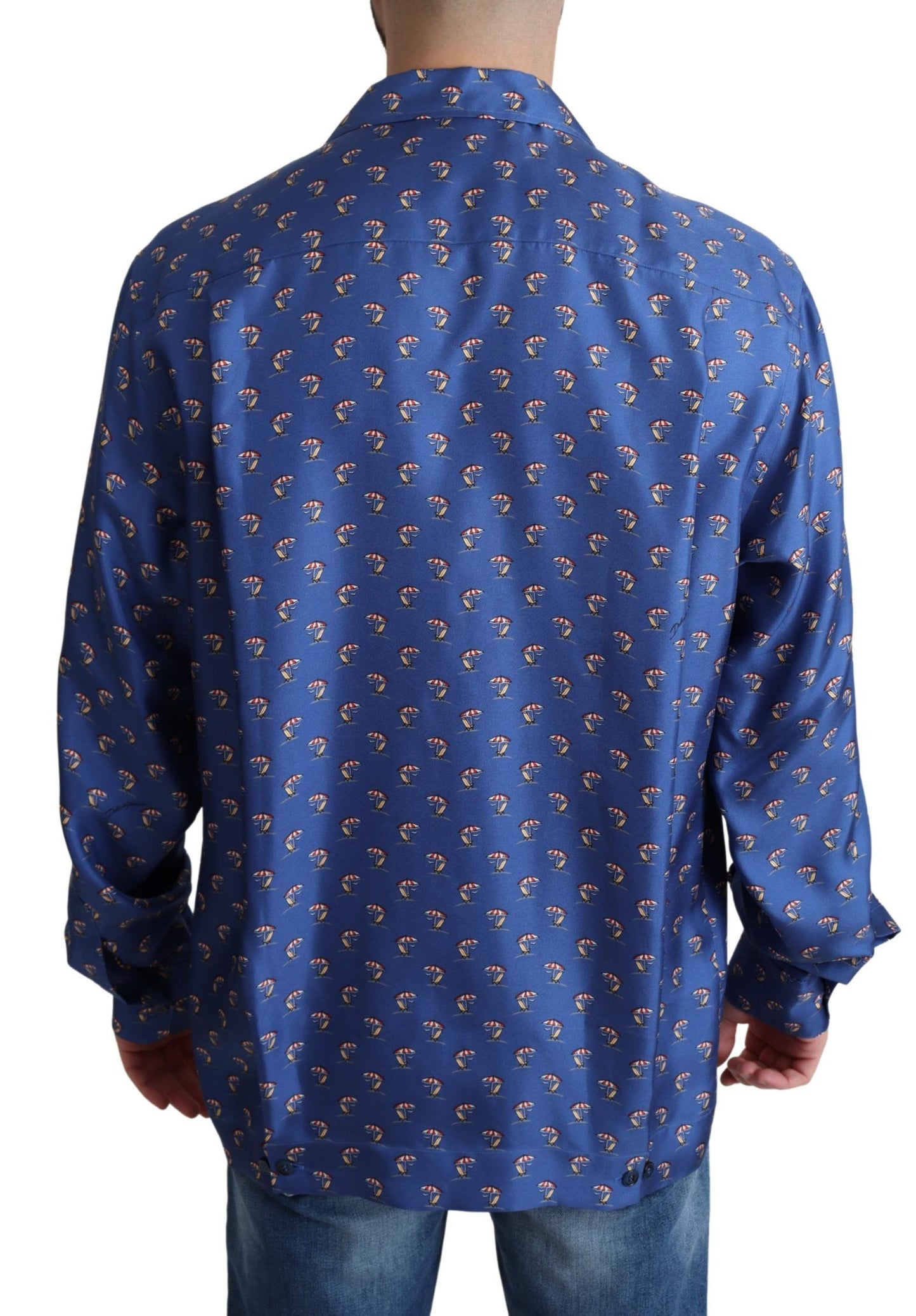Camisa informal con estampado de silla de playa de seda
