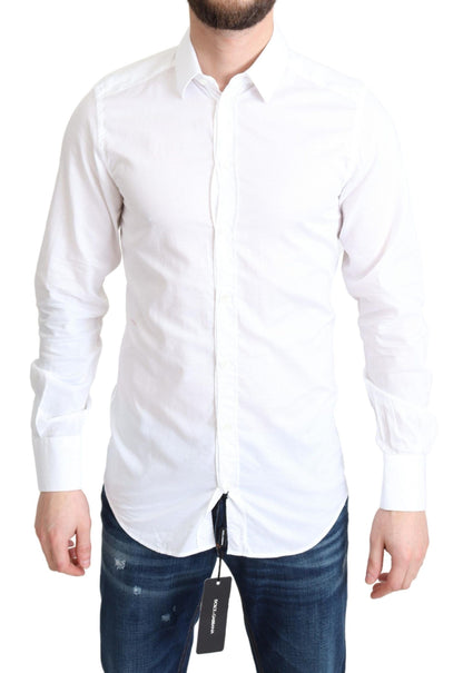 Camisa elegante de algodón blanca de corte entallado