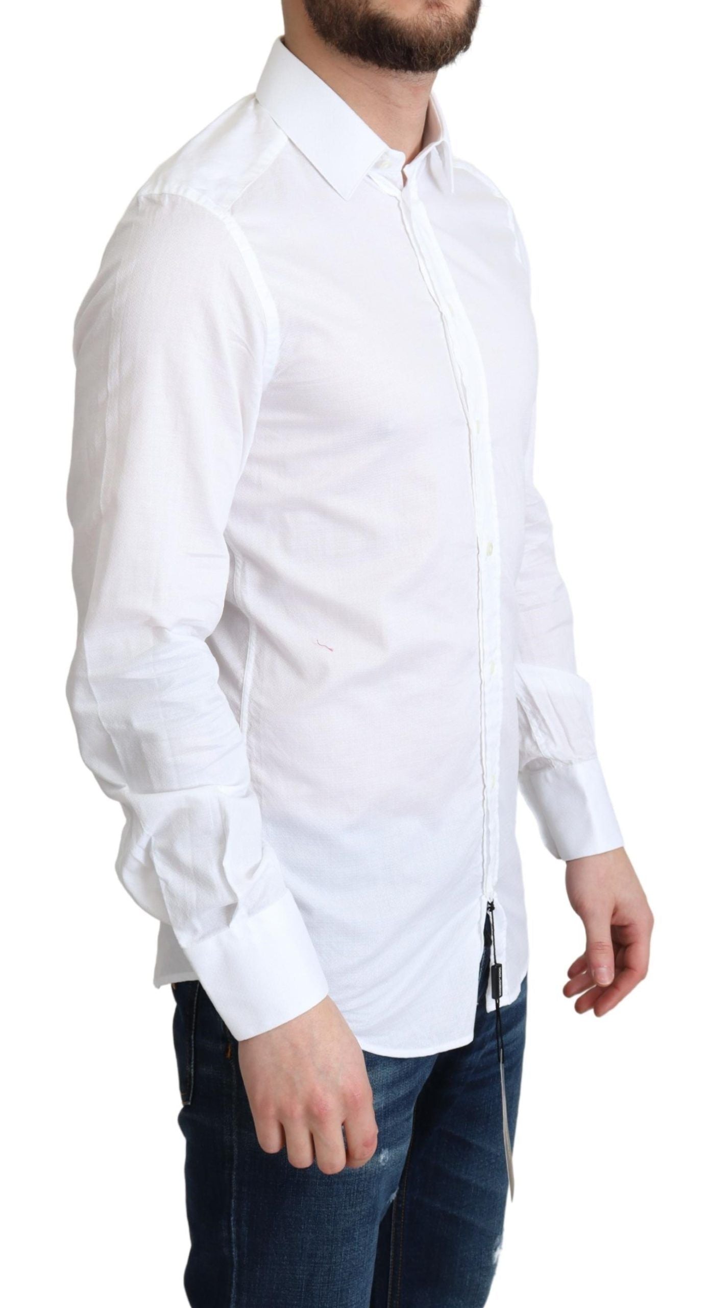 Camisa elegante de algodón blanca de corte entallado