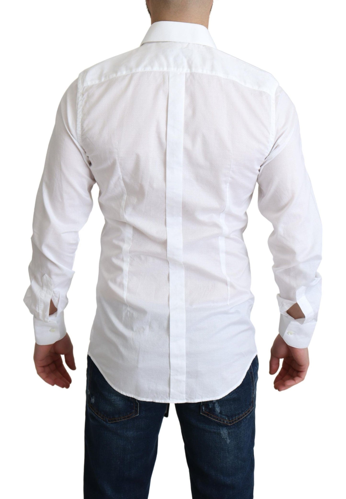 Camisa elegante de algodón blanca de corte entallado