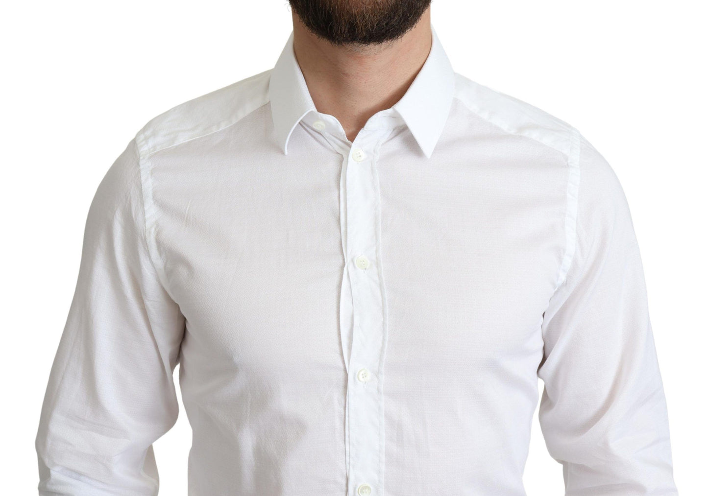 Camisa elegante de algodón blanca de corte entallado