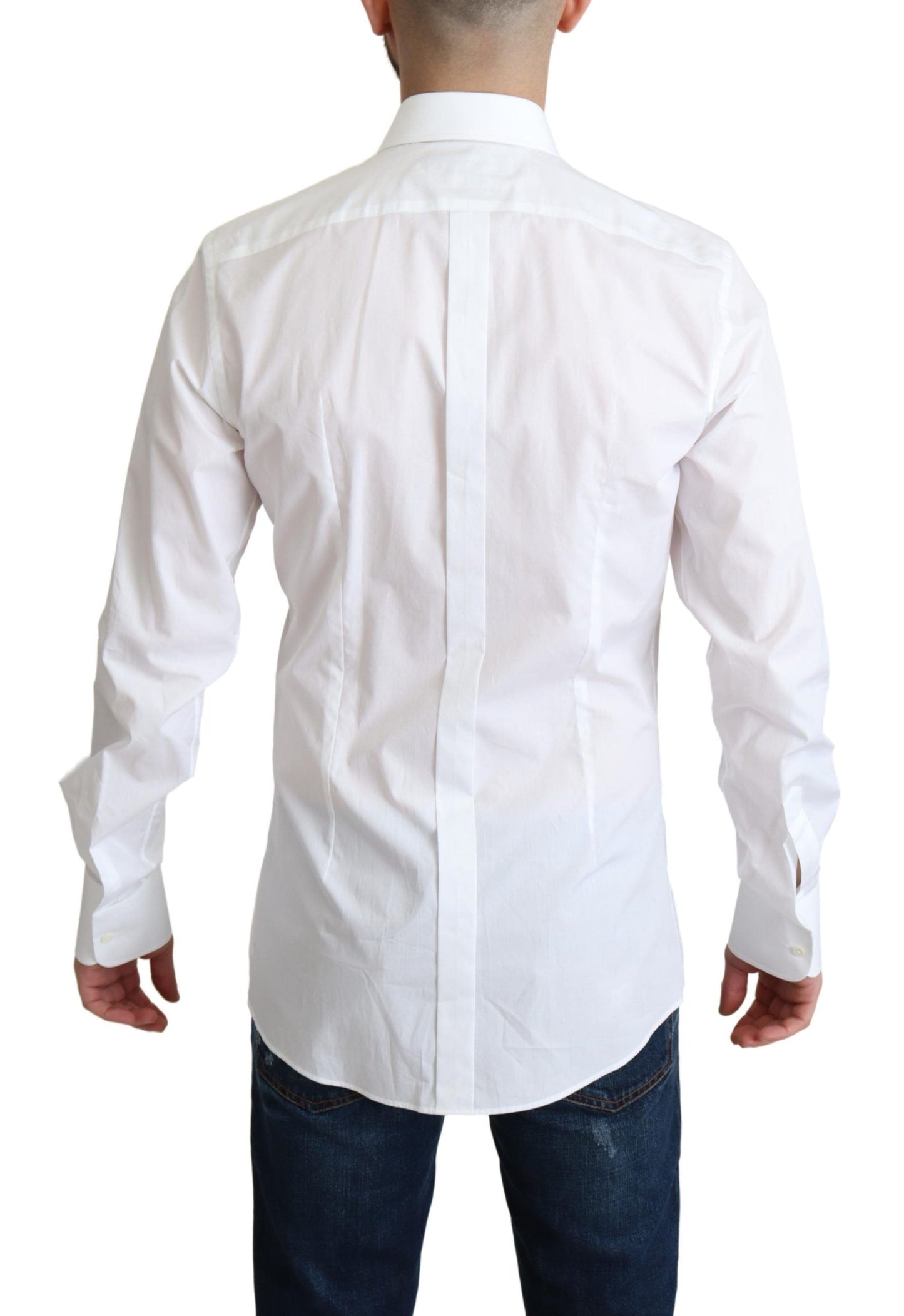 Camisa elegante de algodón blanco con pechera