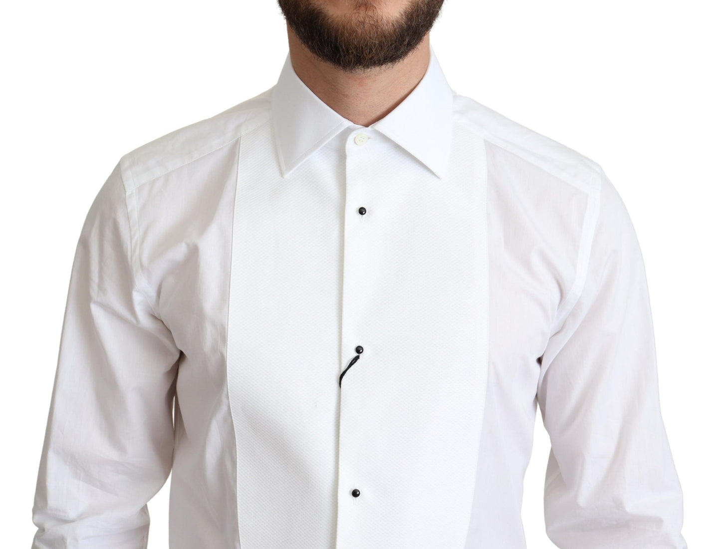 Camisa elegante de algodón blanco con pechera