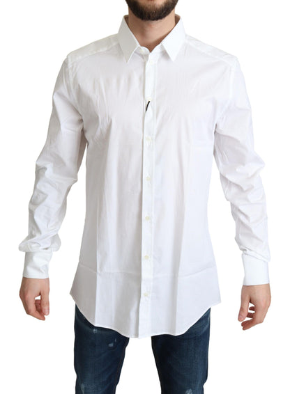 Camisa elegante de algodón elástico blanco