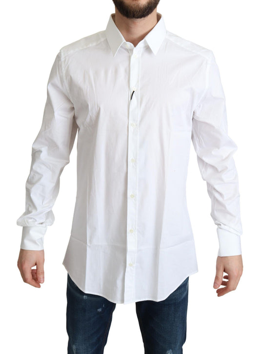 Camisa elegante de algodón elástico blanco