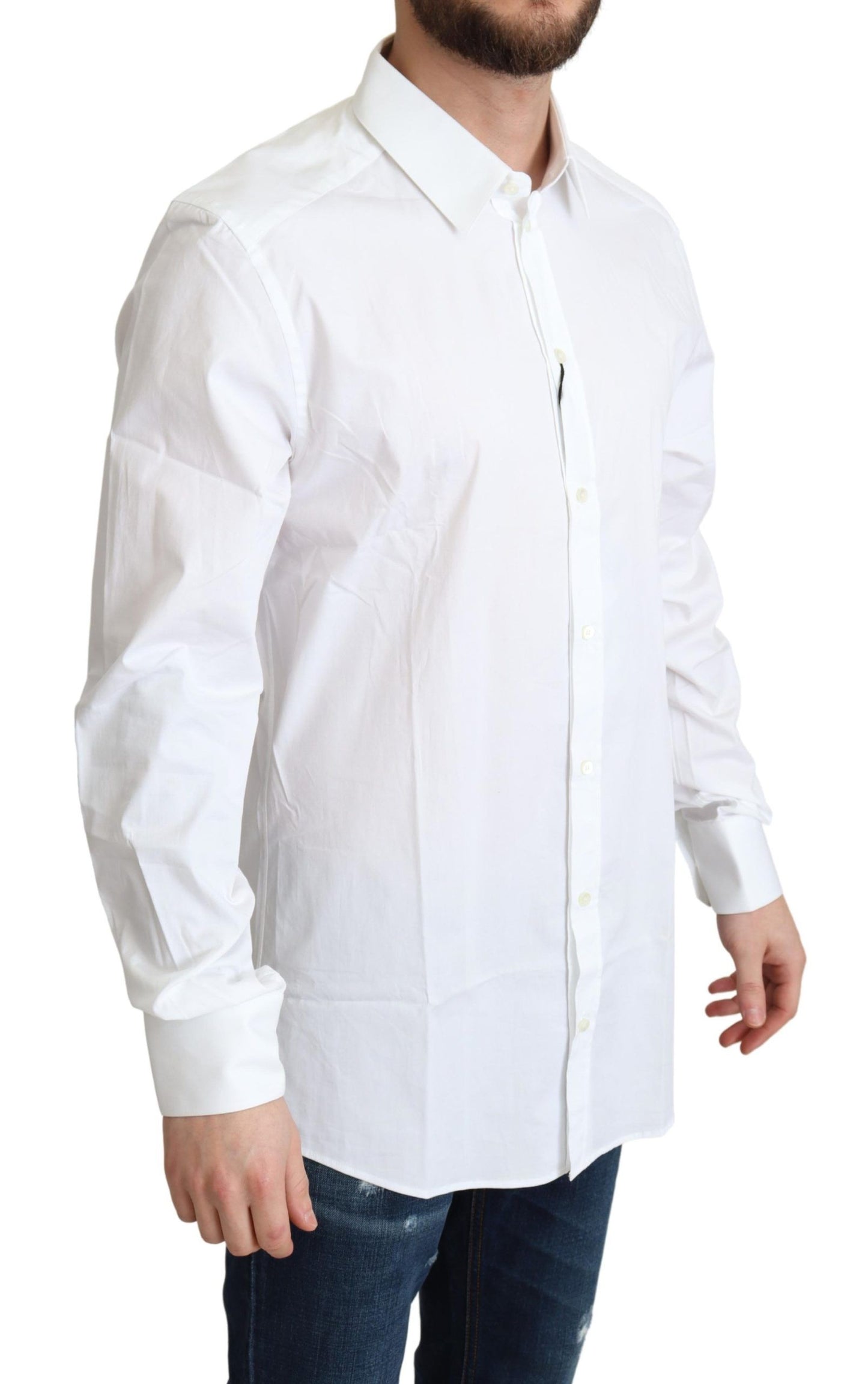 Camisa elegante de algodón elástico blanco