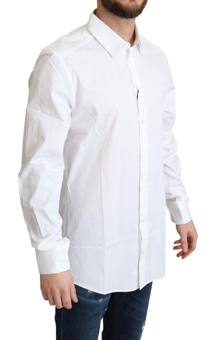 Camisa elegante de algodón elástico blanco