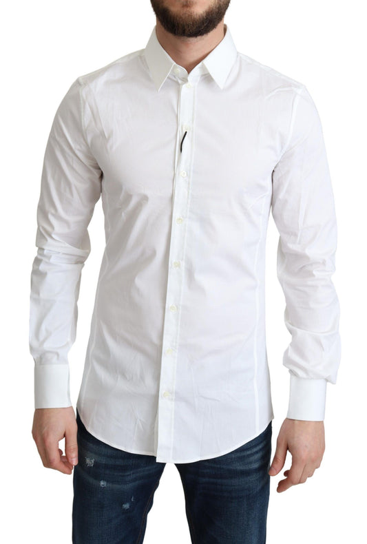 Camisa elegante de algodón elástico blanco