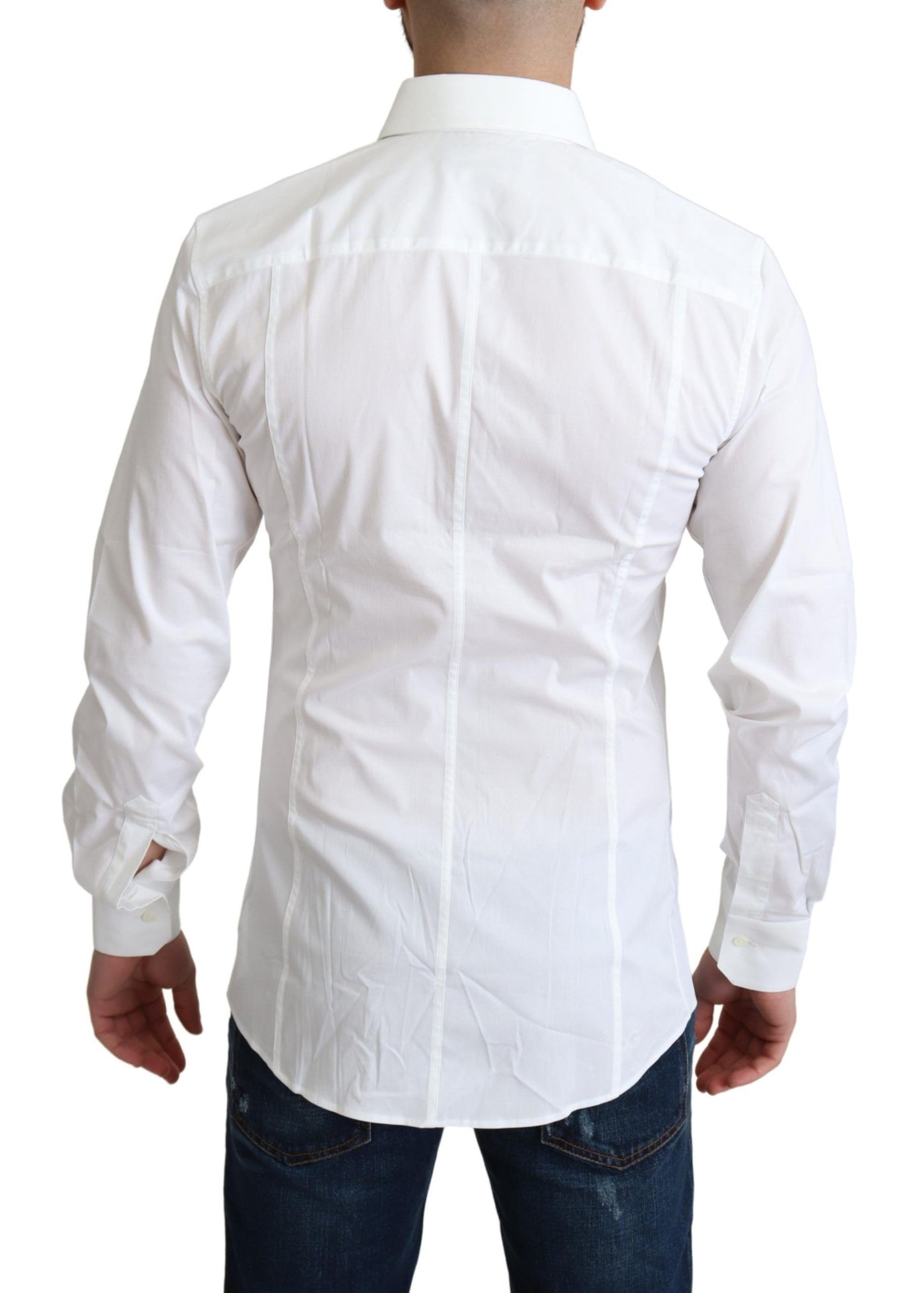 Camisa elegante de algodón elástico blanco