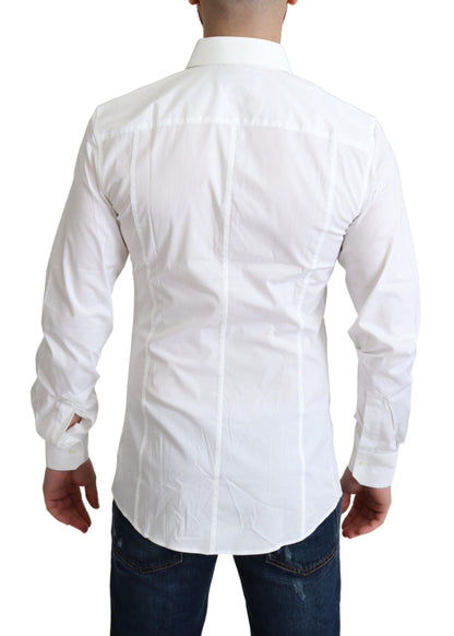 Camisa elegante de algodón elástico blanco
