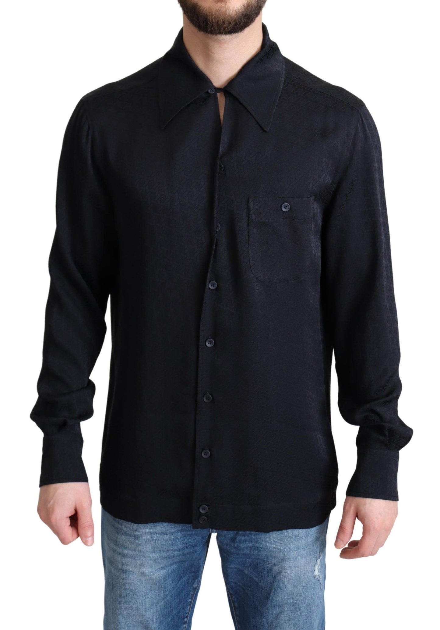 Camisa informal elegante de seda jacquard
