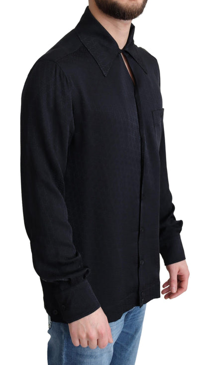 Camisa informal elegante de seda jacquard