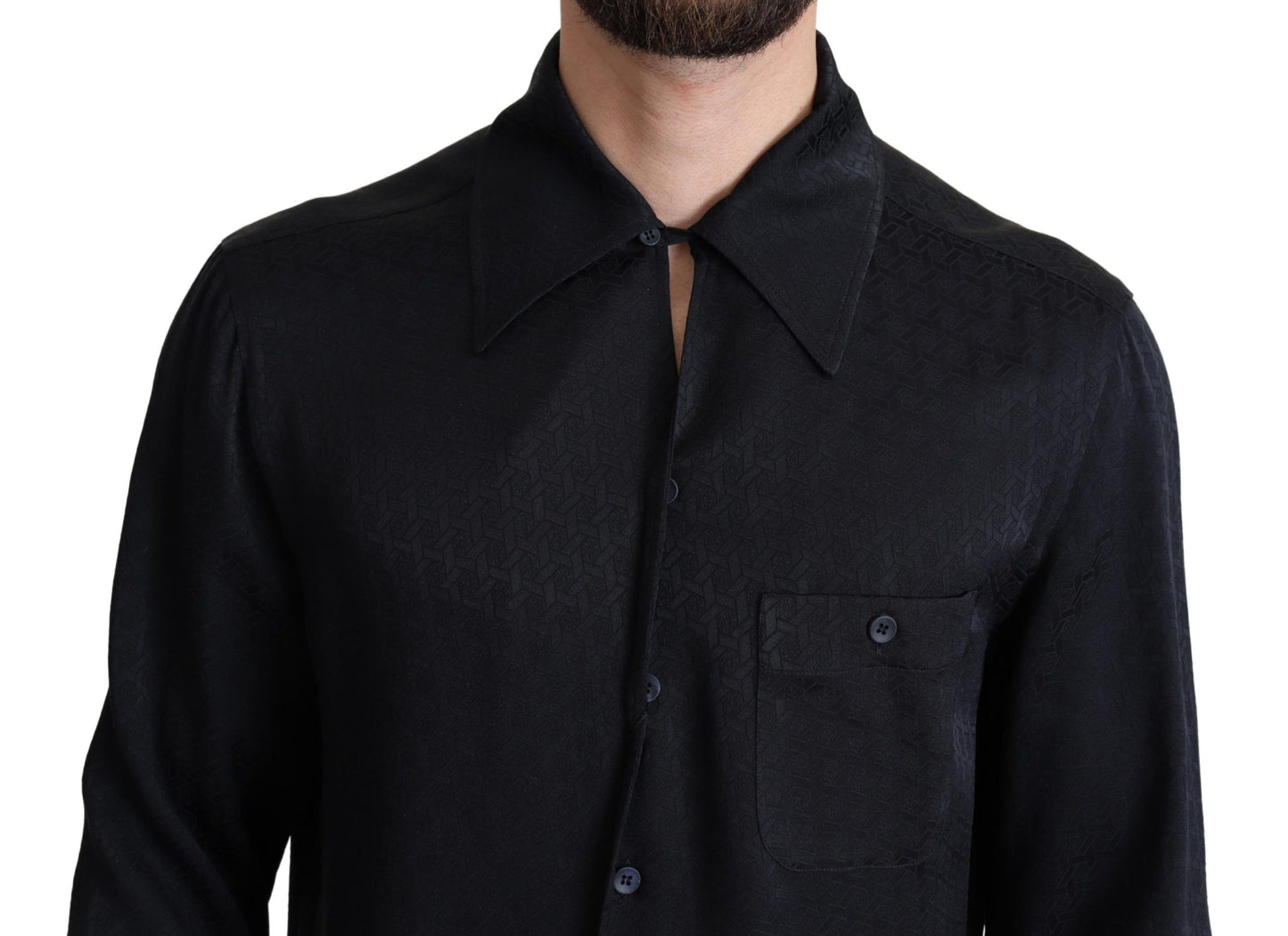 Camisa informal elegante de seda jacquard
